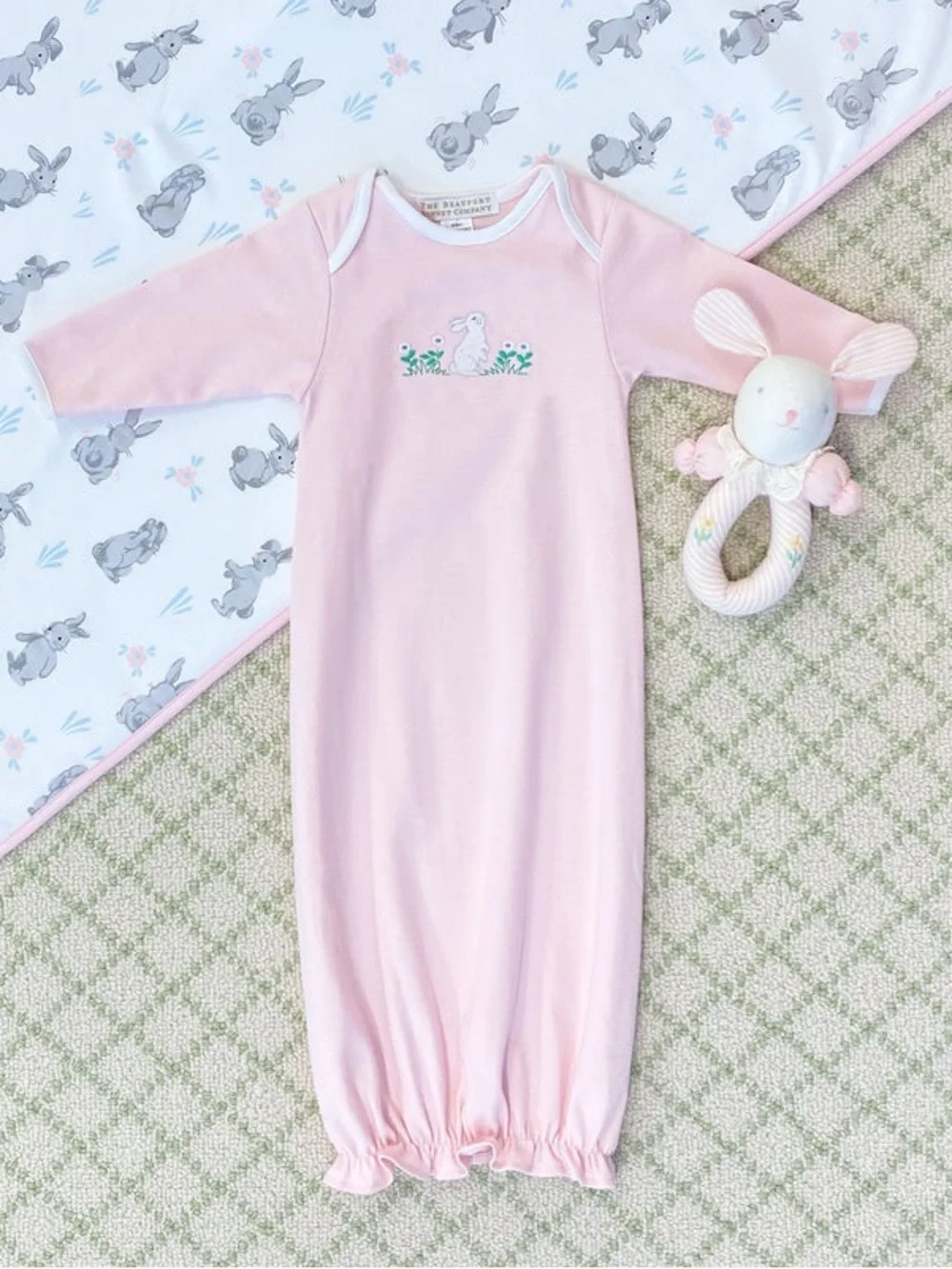 NWOT TBBC Adorable Everyday Set - Palm Beach Pink with Bunny Embroidery, 0-3M
